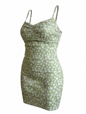 Green Floral Spaghetti Strap Mini Dress Small